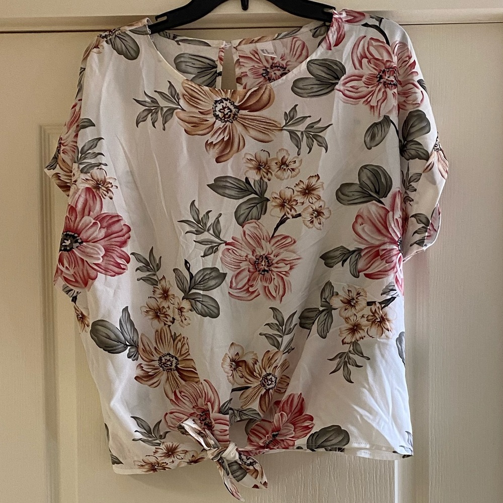 White Shirt with Pink Flowers 🌸